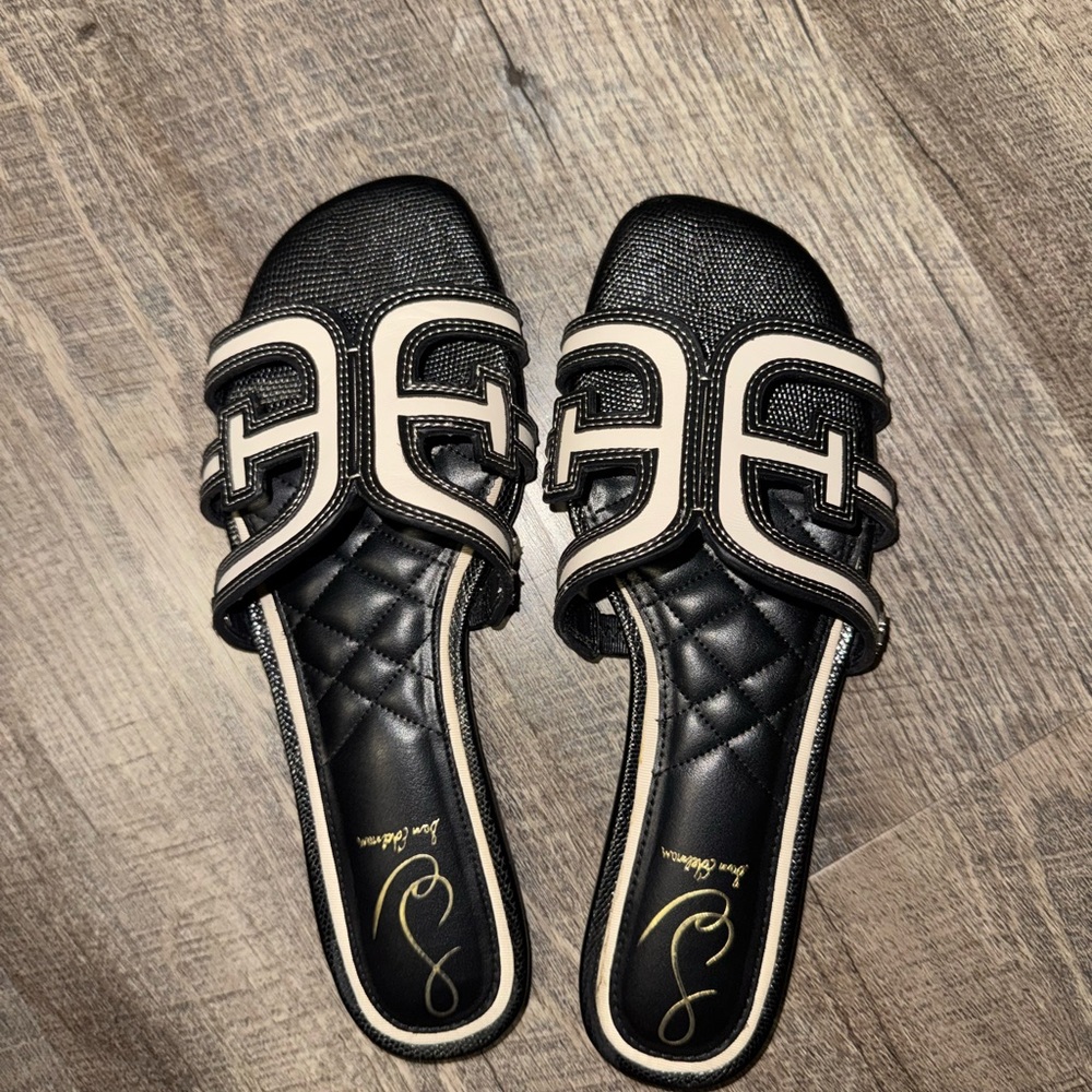 Sam Edelman Black and White Slide Sandals